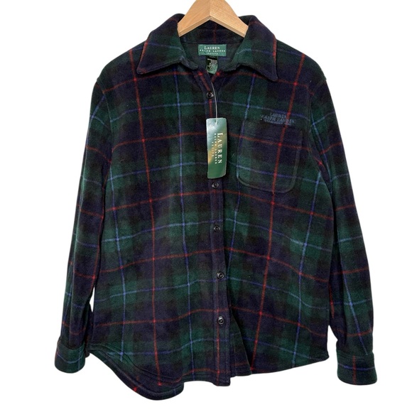 Lauren Ralph Lauren Tops - VTG LRL Plaid Fleece Shacket Shirt Jacket S petite  New